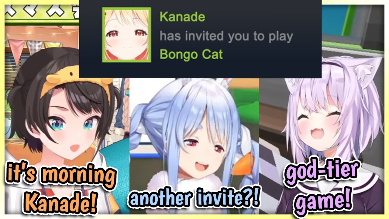 Holomembers Reactions to Kanade's Bongo Cat Invites【Hololive Clips】