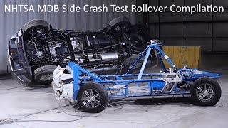NHTSA MDB Side Crash Test Rollover Compilation