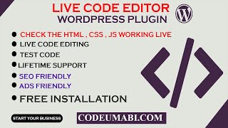 Make Live Code Editor Website For Wordpress | Easy Adsense Approval | Plugin By CODEUMABI Net Worth