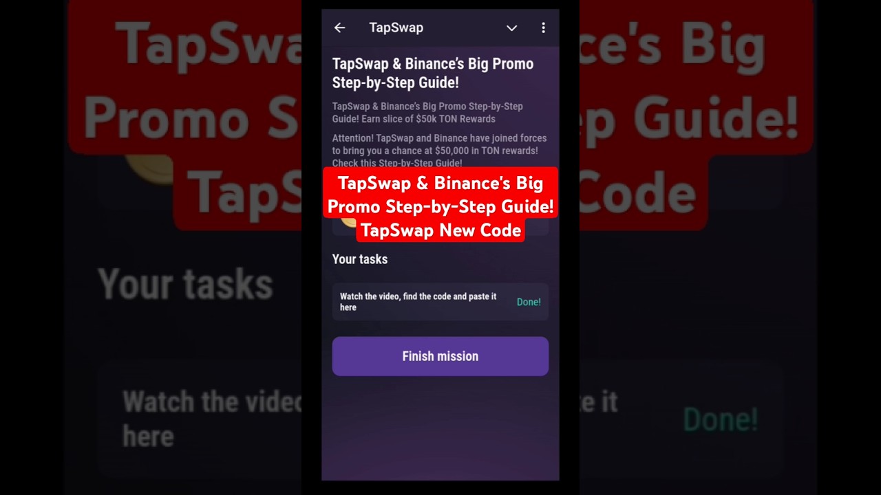 TapSwap & Binance's Big Promo Step-by-Step Guide! Code | Tapswap Video Code | Tapswap Video Code