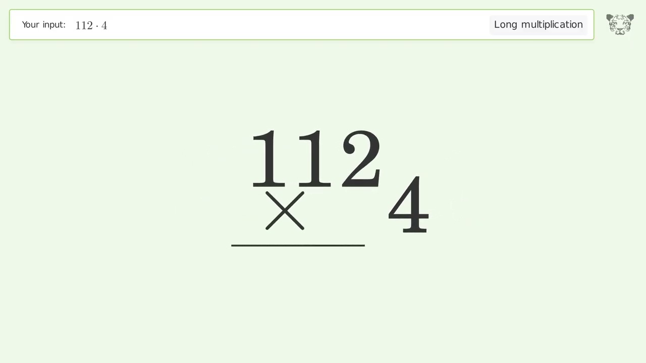 Long Multiplication Problem 112*4: Step-by-Step Video Solution