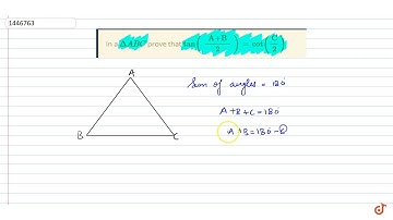 In a `"DeltaA B C` prove that `tan(("A"+"B")/2)=cot("C"/2)`