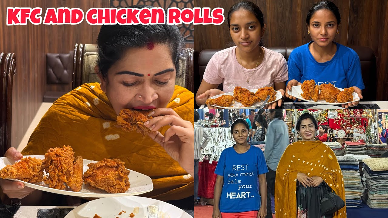 KFC & CHICKEN ROLLS | Weekend ani Sahara exhibition velamu | Cherry Sathakshi 2