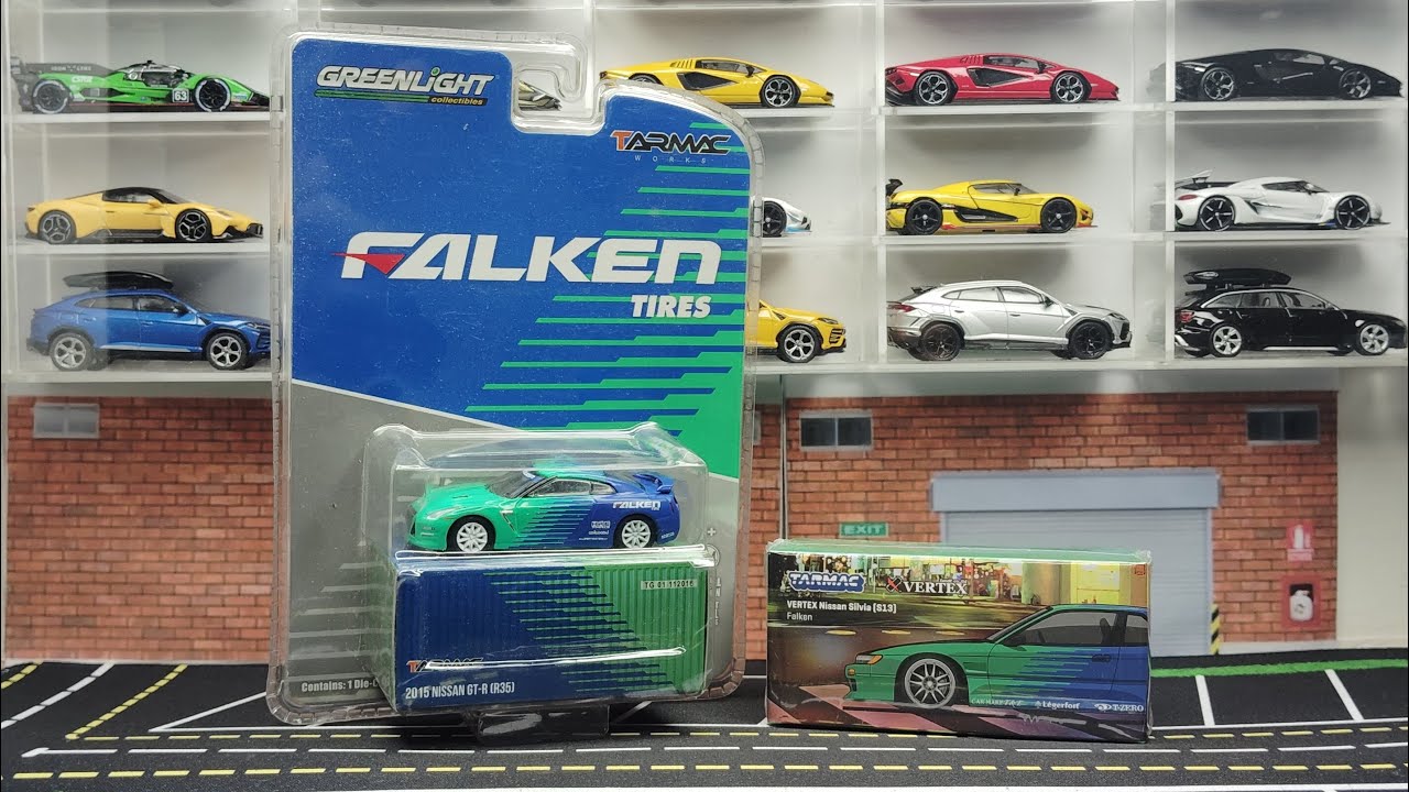 Tarmac X Greenlight 2015 Nissan GT-R (R35) and Tarmac X Vertex Nissan Silvia S-13 (Falken)-Unboxing
