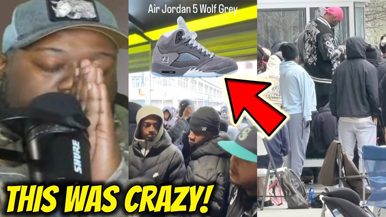Jordan 5 Wolf Grey CHAOS: 2 People Shot Lines Everywhere!