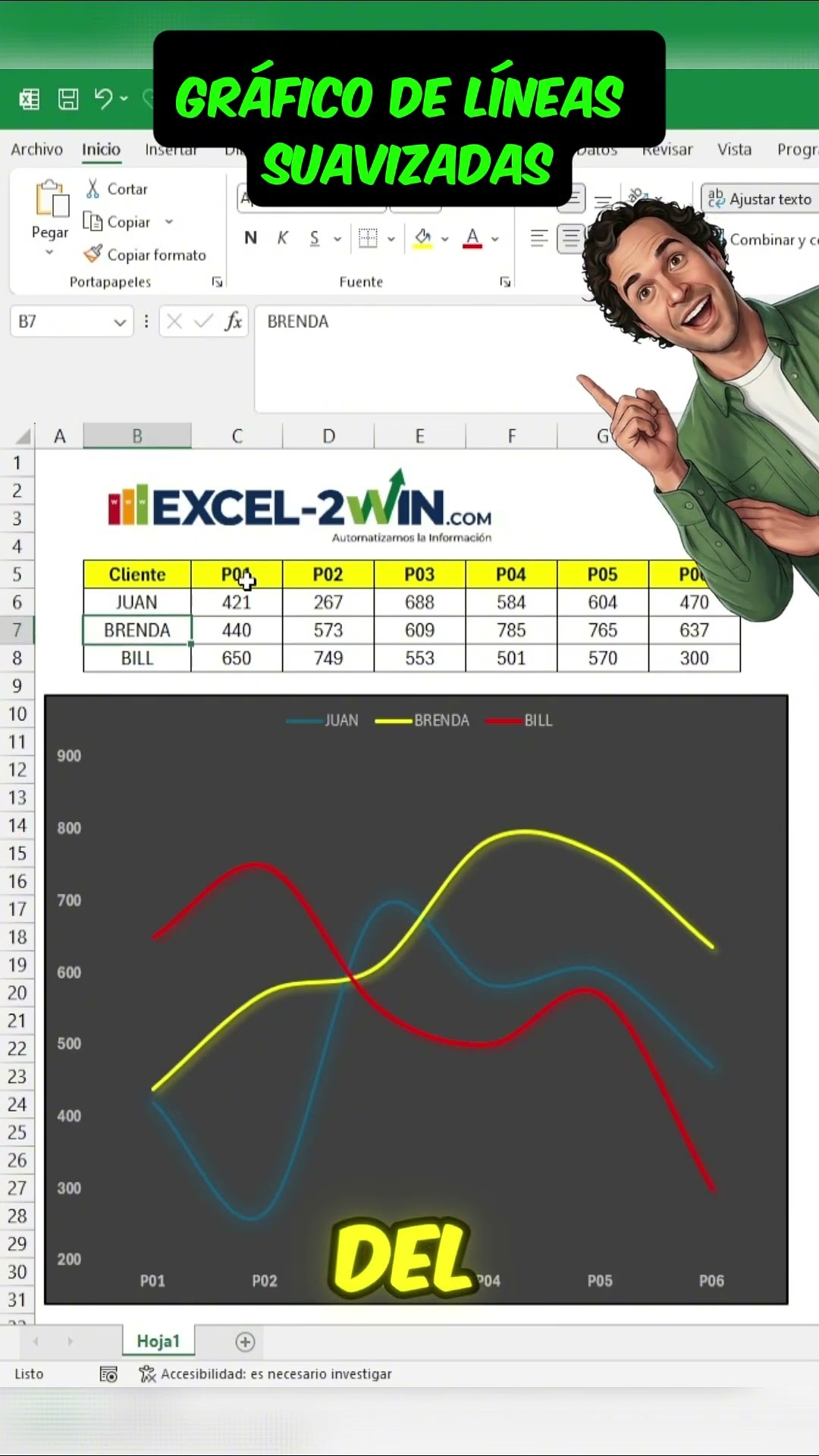 Lineas suavizadas para proyectos en Excel