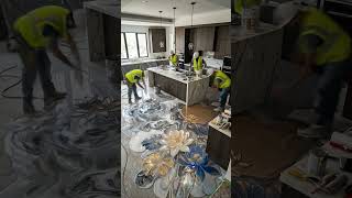 🌸 Luxury Kitchen Transformation with Lotus Resin Floor #viral #epoxyfloor #viraldesign #luxurylife