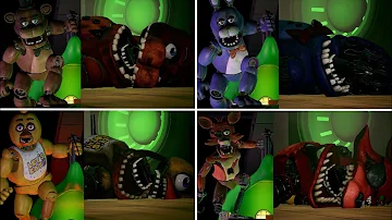 Original FNAF Bosses over Monty and destroyed - Five Nights at Freddy's: Security Breach