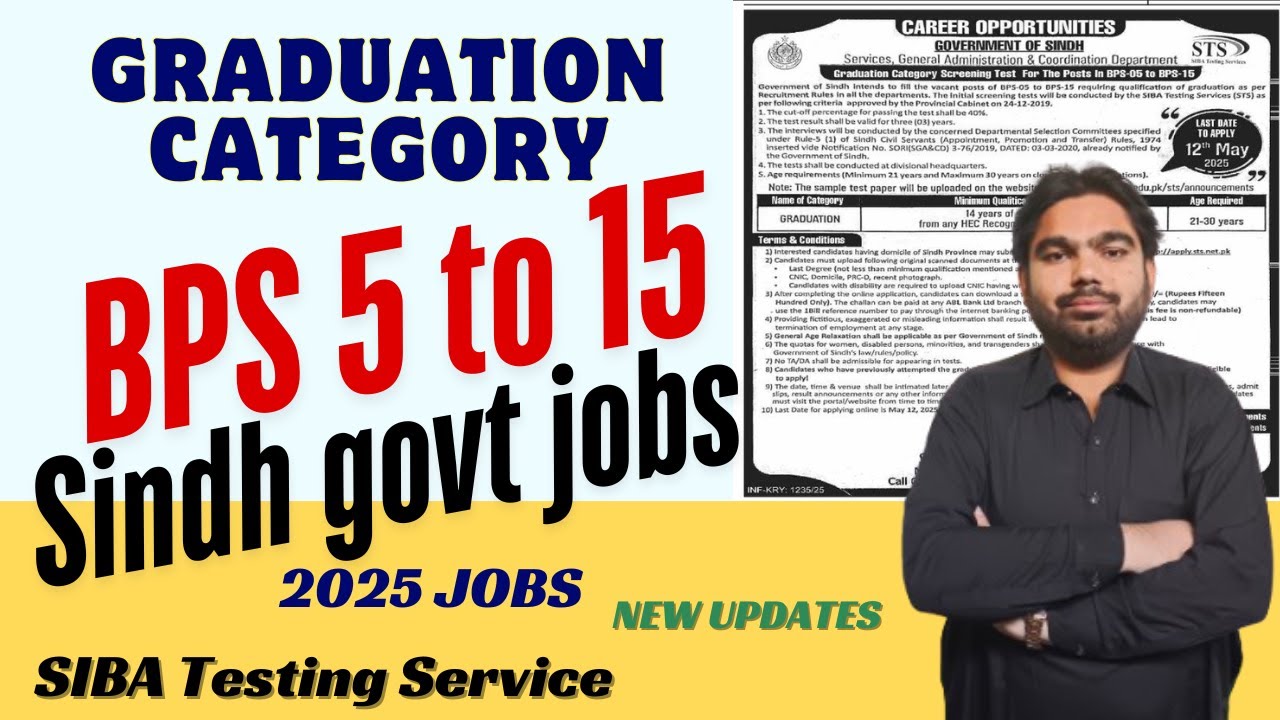 sindh government jobs 2025 | sts bps 5 to 15 new update | graduation ...