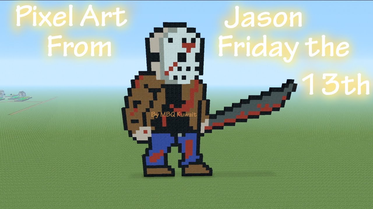 Minecraft How to Make a Jason Voorhees from Friday the 13th Pixel Art