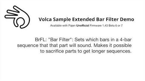 Volca Sample Demo // how extended bar filter brFL works? \\ unofficial Pajen Firmware