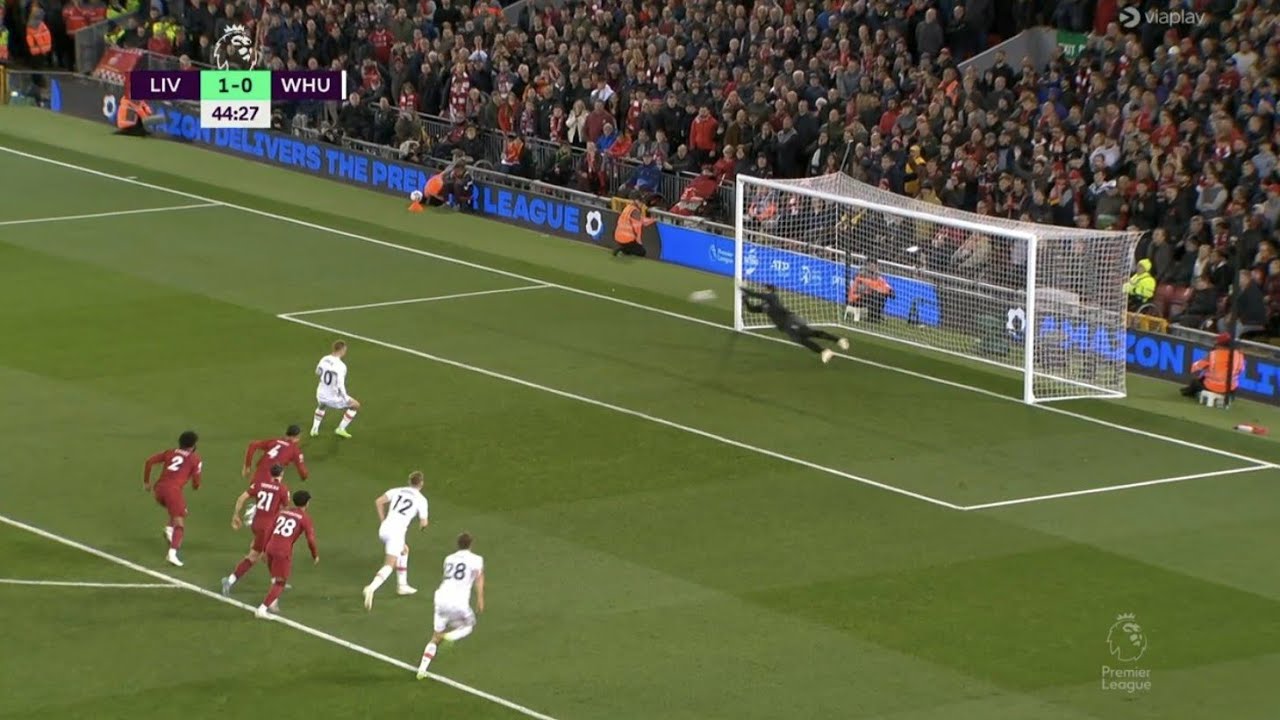 Alisson Penalty Save vs West Ham just before the halftime.
