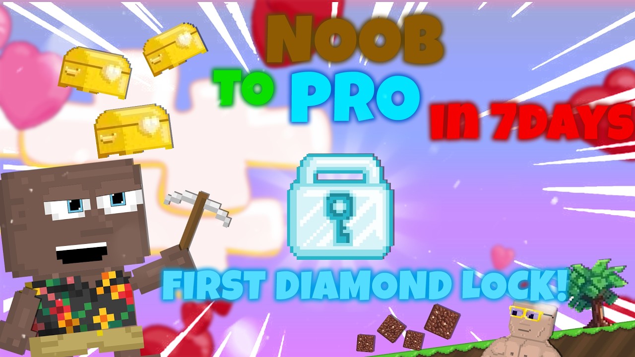 My First Diamond Lock! Noob To Pro In 7 Days #2 | Growtopia