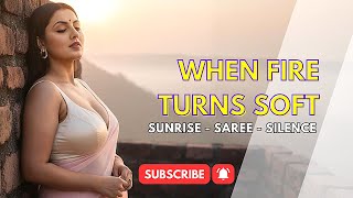 Bong Beauty Saree Sundari At Sunrise Calm After Fire Walk In Soft Pastel Chiffon 4K