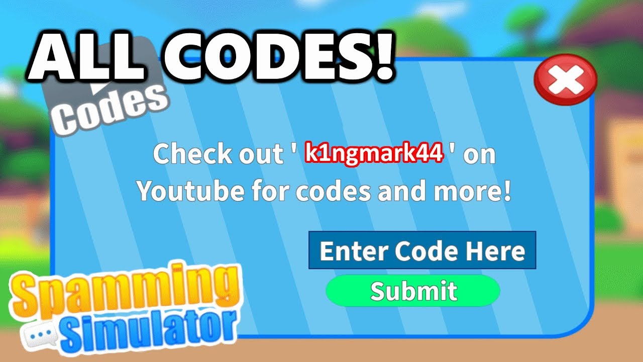 SPAMMING SIMULATOR ALL CODES YouTube