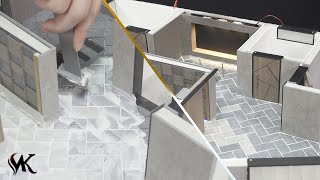 How To Build a Amazing House(model) #6 - Herringbone tile &amp; Making door.