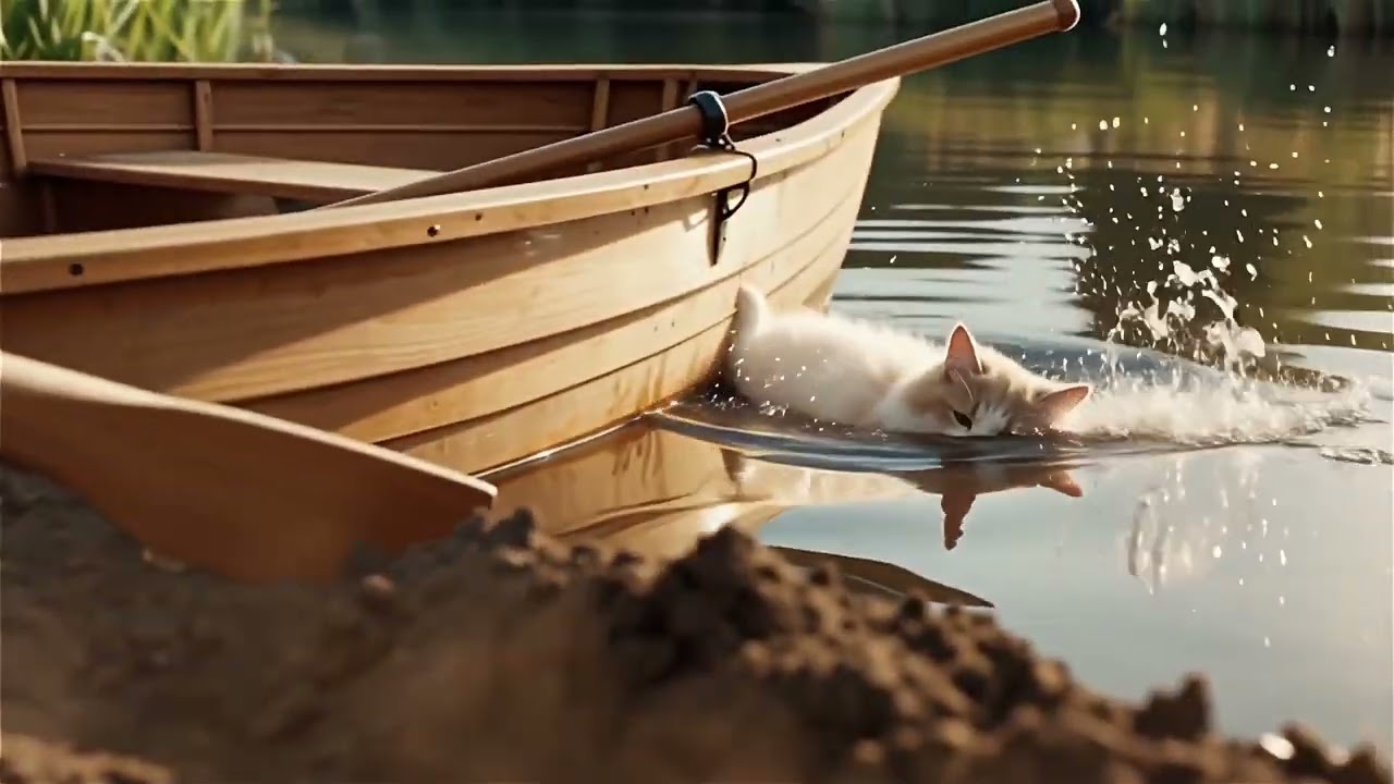 cat fell on the water