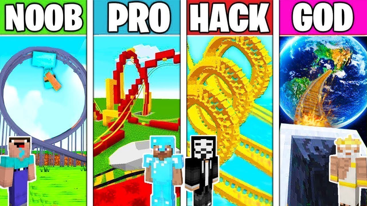 Minecraft NOOB vs PRO vs HACKER: ROLLER COASTER CHALLENGE in Minecraft / Animation