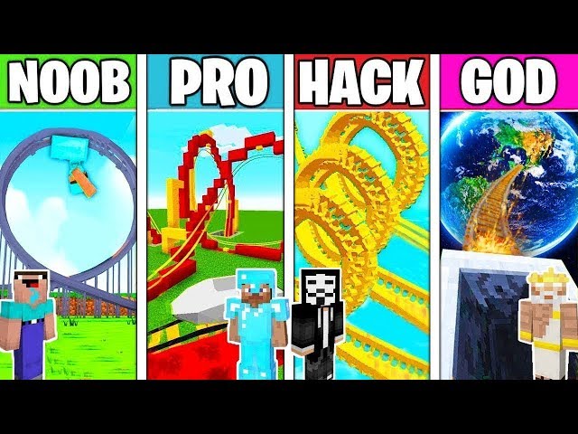 Minecraft NOOB vs PRO vs HACKER: ROLLER COASTER CHALLENGE in Minecraft / Animation class=