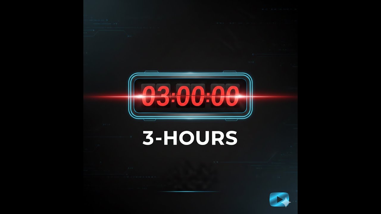 3 Hour Countdown Timer | Soft Ticking Sound | Focus Timer