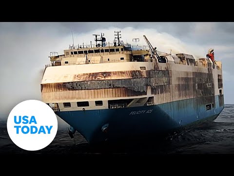 Luxury cars stranded on burning cargo ship | USA TODAY