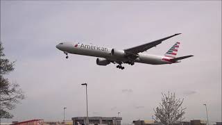 American Airlines Boeing 777-300Er X2 Landing At London Heathrow Airport