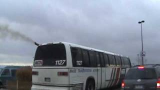 Flint MTA 1989 TMC RTS T8O-206 bus #1127 departing (RETIRED)