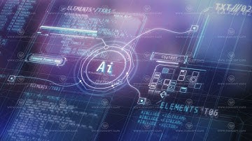 Infographics of artificial intelligence and data array.