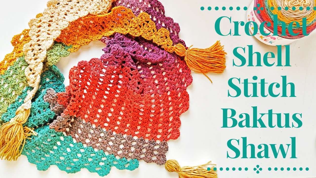 Crochet Shell Stitch Baktus Shawl / Crochet Simple Cowl