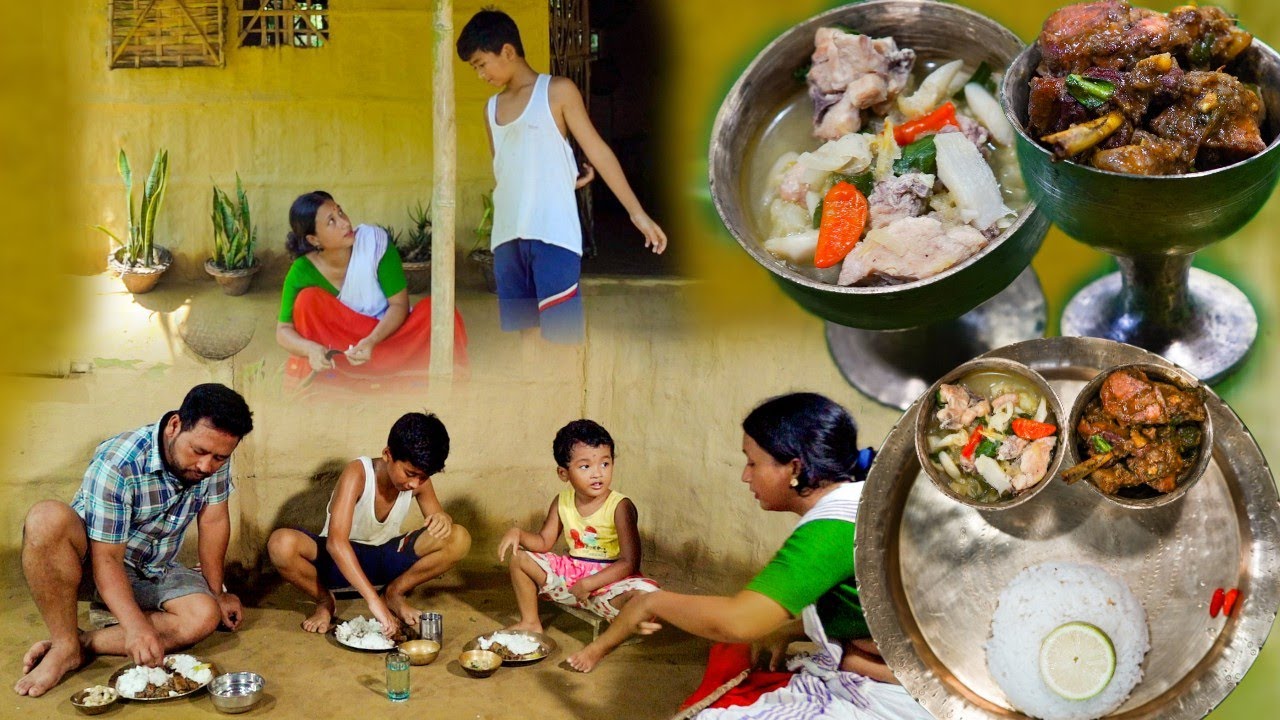কুকুৰা মাংসৰ দুটি জুতিৰে সপৰিয়ালে এসাঁজ | eating together encourages family togetherness ।
