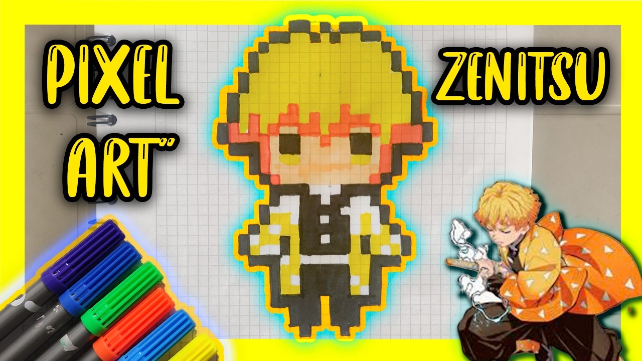 ¡Así se hace Zenitsu en Pixel Art paso a paso!