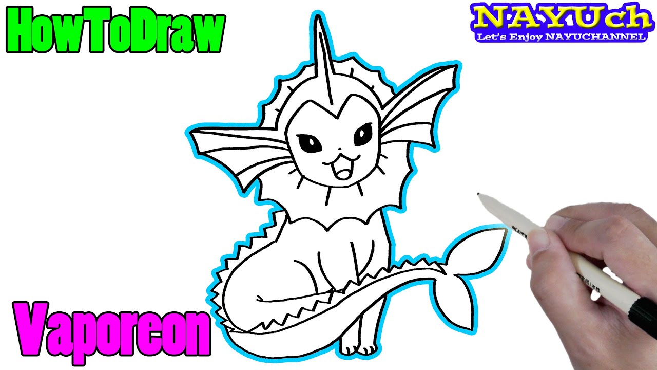 How To Draw Pokemon Vaporeon Easy Drawing Step By Step Youtube