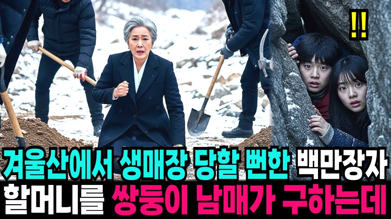 겨울산에서 생매장 당할 뻔한 백만장자 할머니를 쌍둥이 남매가 구하는데