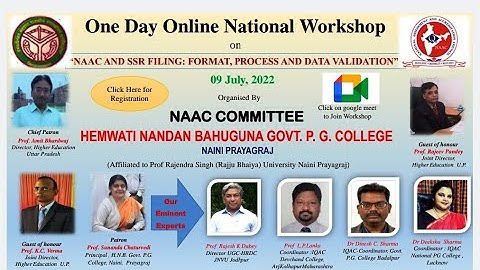 NAAC WORKSHOP "NAAC and SSR Filing: Format, Process and Data Validation"