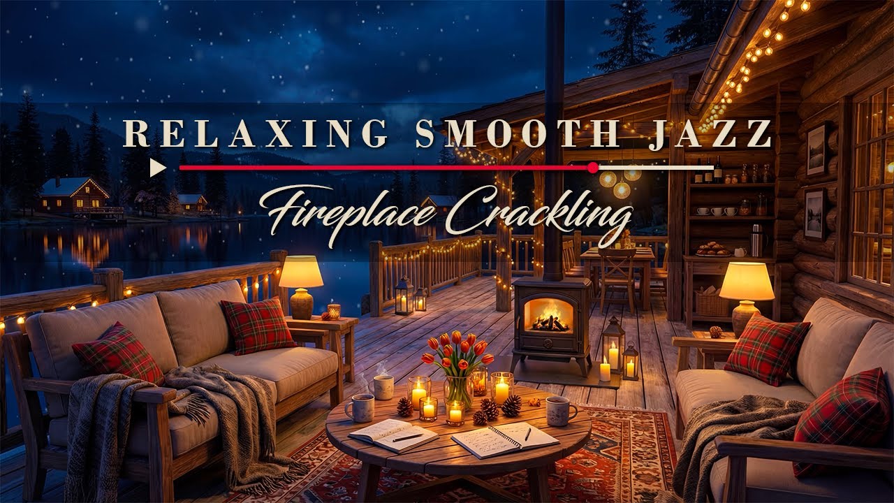 Relaxing Smooth Jazz for Study & Work 🎷Fireplace Crackling Ambience 🔥
