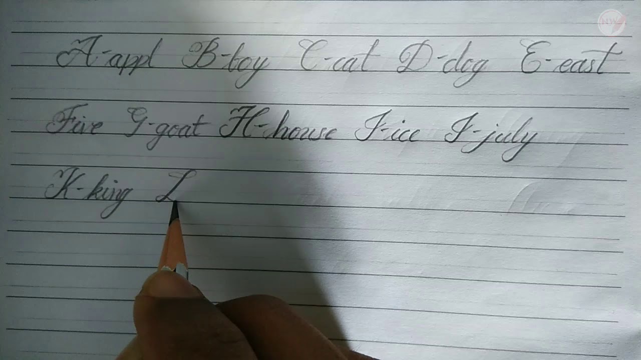 Calligraphy A For Apple B For Ball Writing With Pencil Natural Writer Youtube