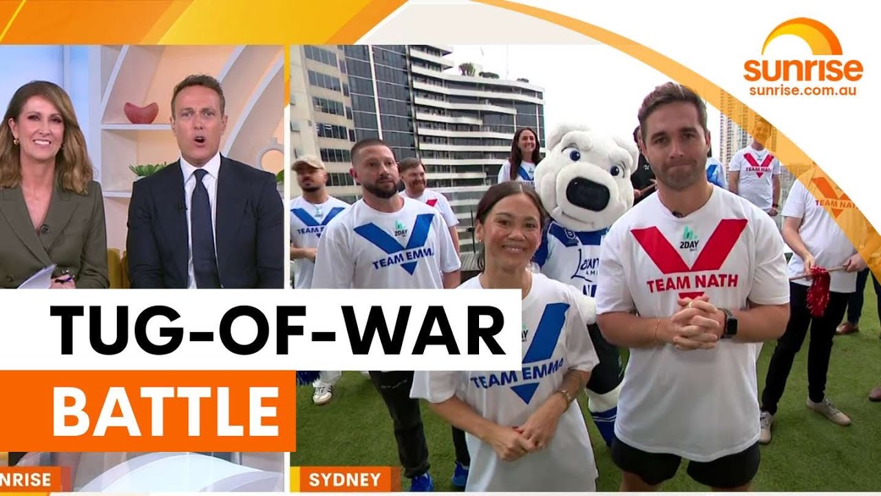 Radio stars battle in epic tug-of-war showdown | Sunrise