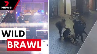 Three arrested after wild Chinatown brawl captured on CCTV | 7NEWS