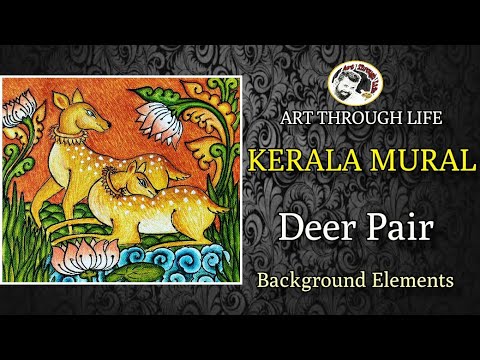 Kerala Mural Painting#Background Designs#Deer Pair#Easy methods# Art  Through Life#Sreenathst - YouTube