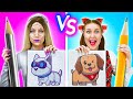 ME VS ROBOT DRAWING CHALLENGE! LEVEL-UP YOUR ART SKILLS BY 123 GO! FOOD