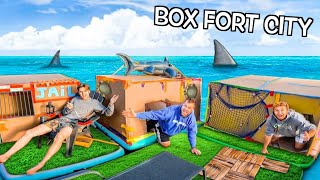 FLOATING Box Fort CITY ON A LAKE! Restaurant, HOTEL, Prison MORE!