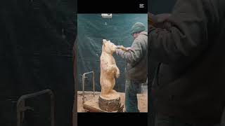 I carved a standing bear #smallbusiness #howto #woodcarving #best #bear #makeyourown #timelapse