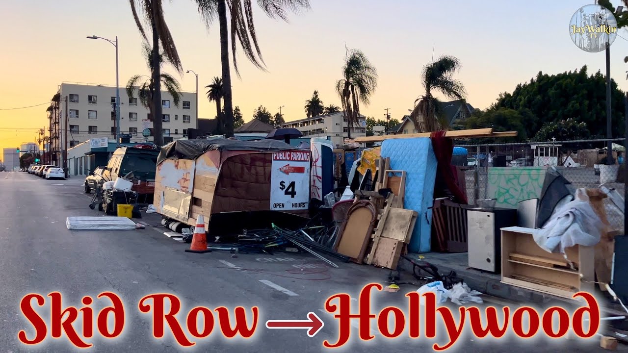 Riding From Skid Row ⛺️, Downtown LA to Hollywood🎬 🎥 | Los Angeles, California 🇺🇸 [4K]