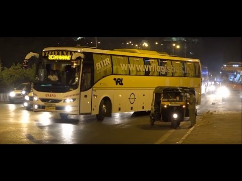 22 Magnificient, Colourful Volvo Buses At Night In Glittering Mumbai, India !!!