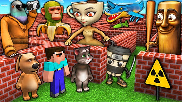 SURVIVAL in MAZE of ITALIAN BRAINROTS - KARKERKAR KURKUR - TUNG SAHUR - MINECRAFT Animation Gameplay