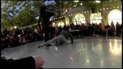Skilled dancers performing modern dance in on Pacific Avenue.