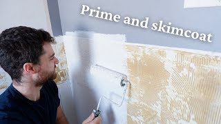 How to skim coat over tile adhesive - Bathroom remodel part 1