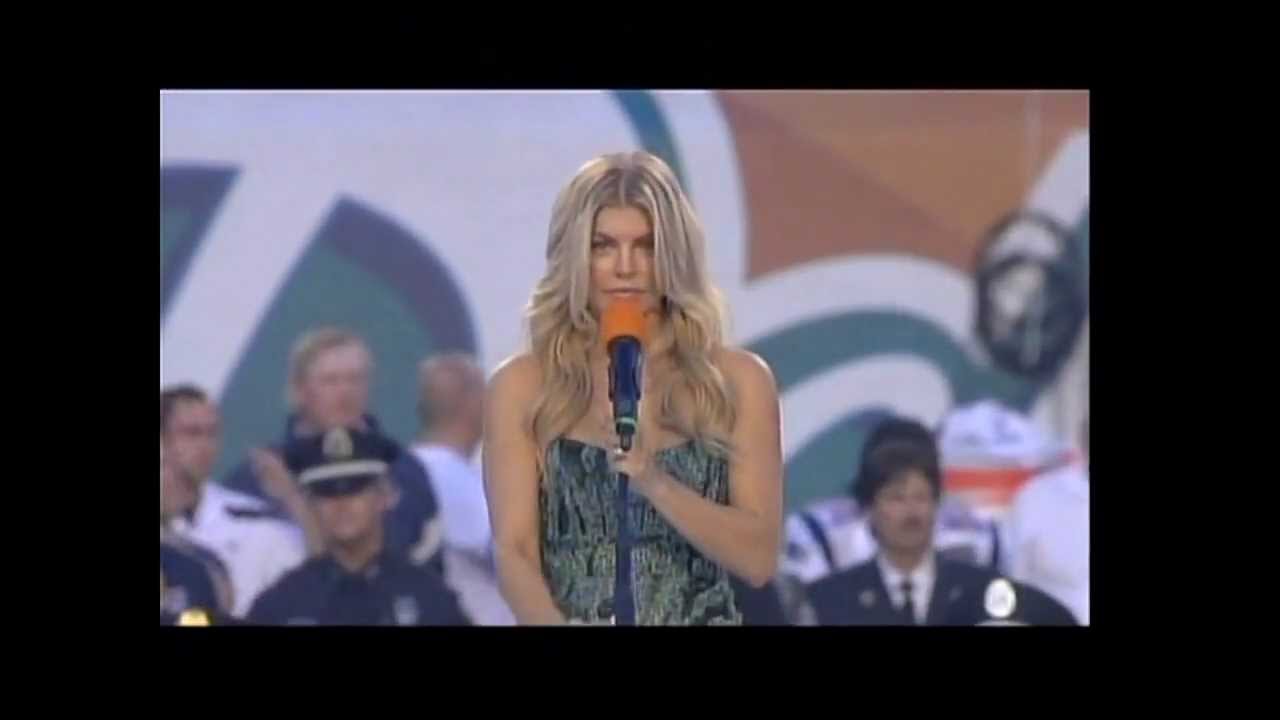 Stacy "Fergie" Ferguson singing the National Anthem