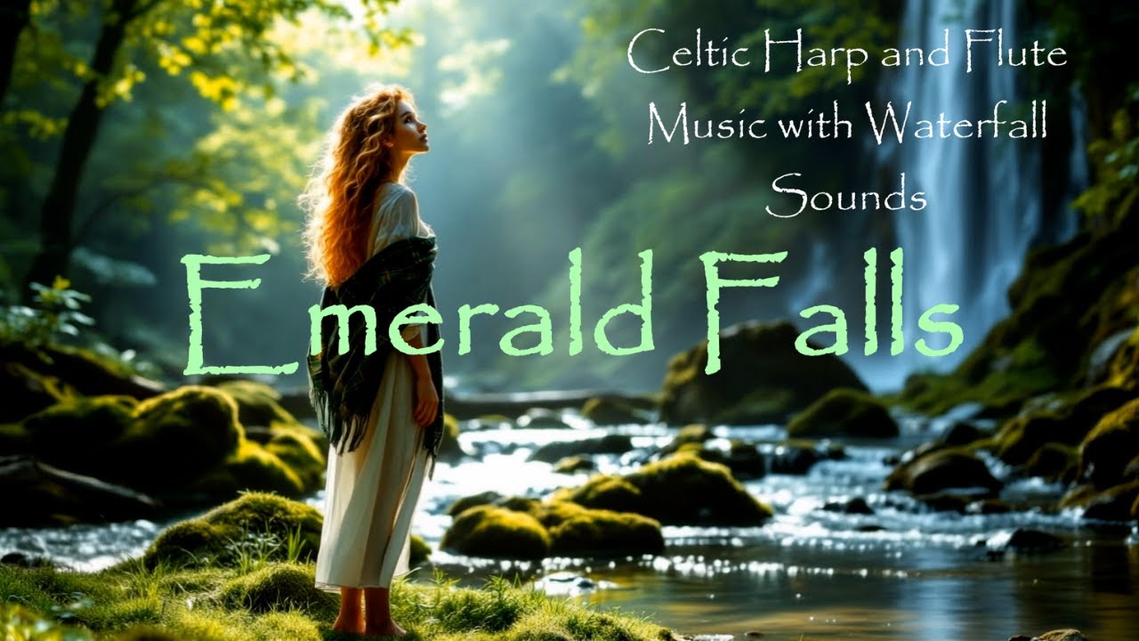 Emerald Falls 🌿 Enchanting Celtic Harp & Flute Music with Waterfall Soundscape