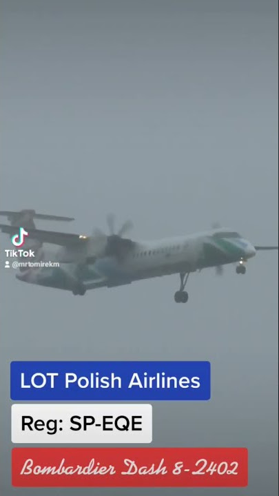 Bombardier Dash 8-Q402  - LOT Polish Airlines #landing Warsaw Chopin Airport #planespotting